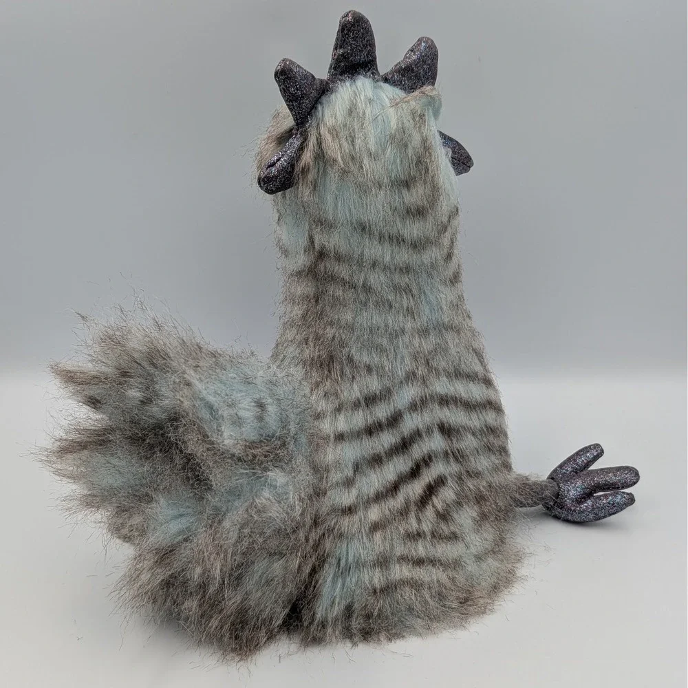 Jellycat Priscilla Chicken Plush Blue Grey Striped Retired Sparkle Bird 10 Inch